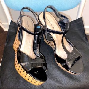 Madden Girl Black Lacquered Wedged Heels